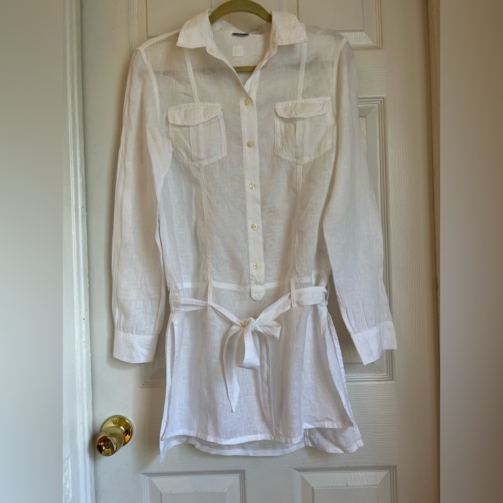 Italian linen Tunic/ dress. Long sleeve. Mini. Size S